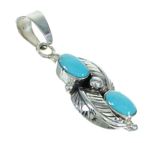 Southwest Sterling Silver Turquoise Leaf Pendant QX83395